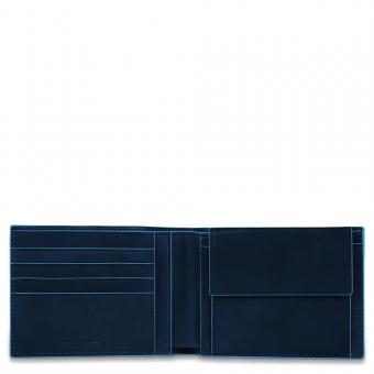 Piquadro Blue Square Herrengeldbeutel mit Kreditkartenfächern und Kleingeldfach mit RFID-Schutz Nachtblau