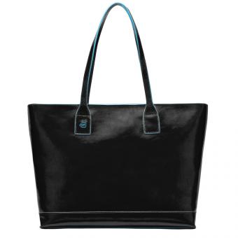 Piquadro Blue Square Shopping bag aus Leder Schwarz