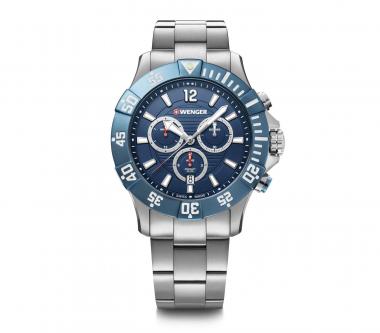 Wenger Seaforce Chrono 43mm Herrenuhr blau/silber