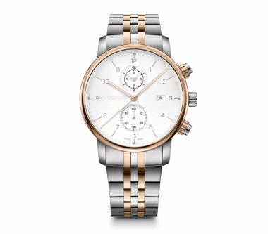 Wenger Urban Classic Chrono 42mm Herrenuhr 2-Tone weiss/silber/roségold