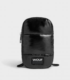 Wouf Quilted Collection Crossbody Phone Bag -Glossy Black