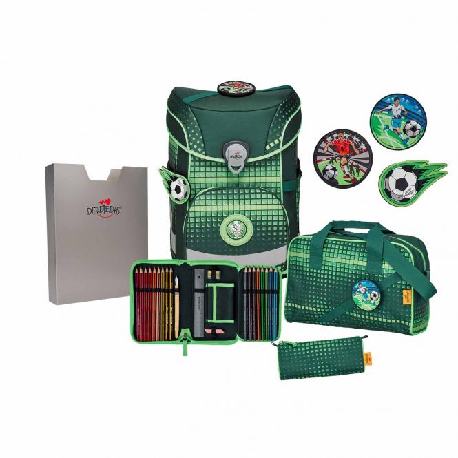 Schulrucksack-Set 5-teilig mit Sporttasche Soccer Green