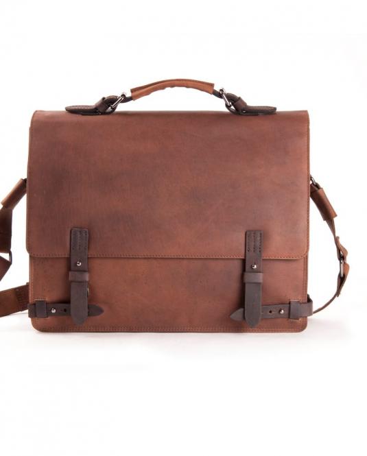 Aktenmappe mit Laptopfach natur-braun