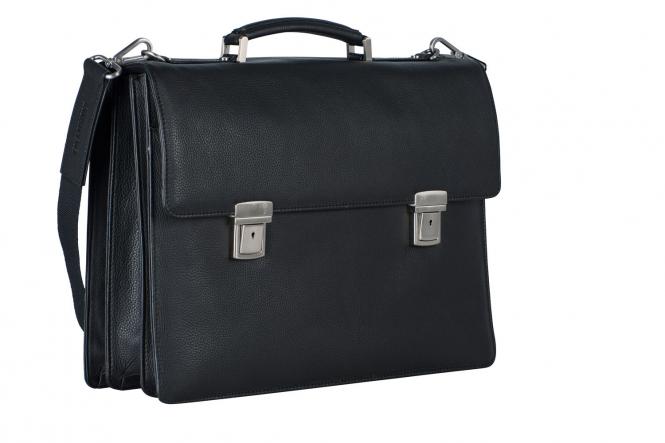 Leder-Aktenmappe 3-Fächer mit Laptopfach 15" 
