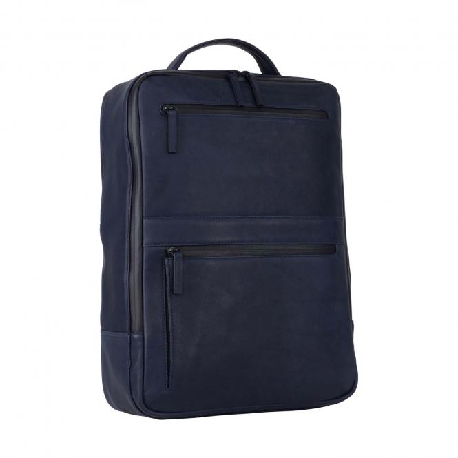 Leder-Rücksack mit Notebookfach 15" Blau