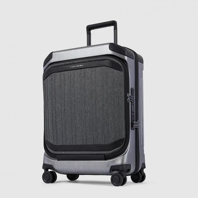 4-Rollen Laptop-Trolley, Koffer in Handgepäckgröße Grau/Schwarz