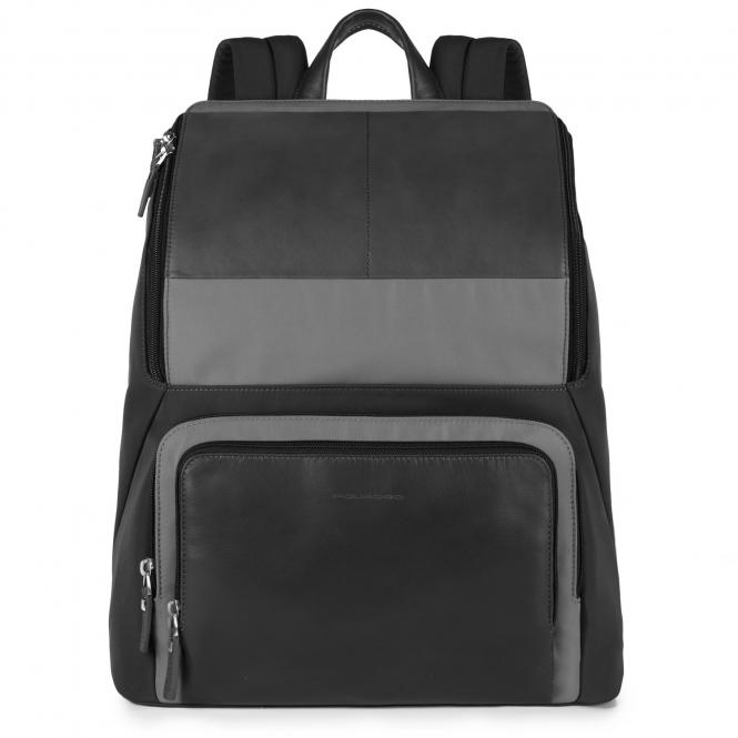 Laptop-Rucksack aus Leder 15" nero