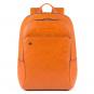 Piquadro Blue Square Special Kleiner Rucksack aus fluoreszierendem Leder Orange