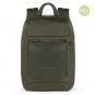 Piquadro Macbeth Kleiner Laptoprucksack aus Leder und recyceltem Olivgrün