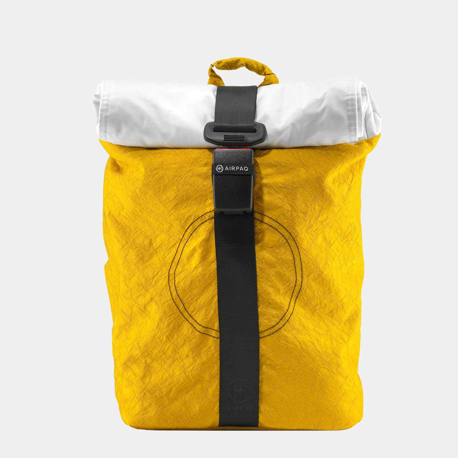Airpaq Rolltop Weiße Rolle -Airbag mit 15  Laptopfach Gelb