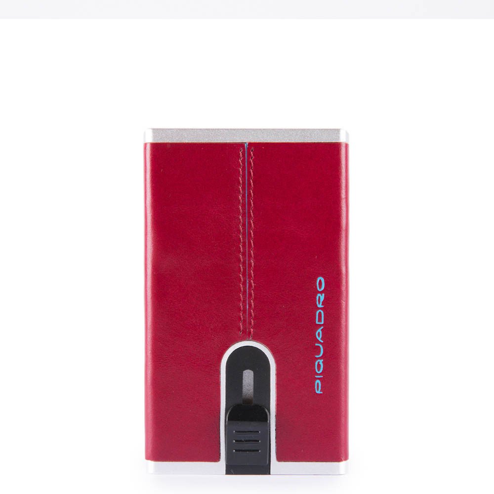 Piquadro Blue Square Kreditkartenetui mit Schiebesystem und RFID-Blocker Rot