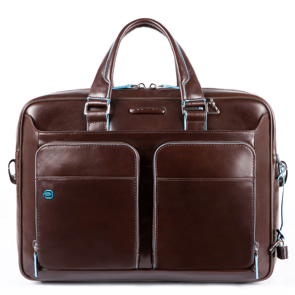 Piquadro Blue Square Schmale Laptoptasche mit Laptofach 14  Mahagoni