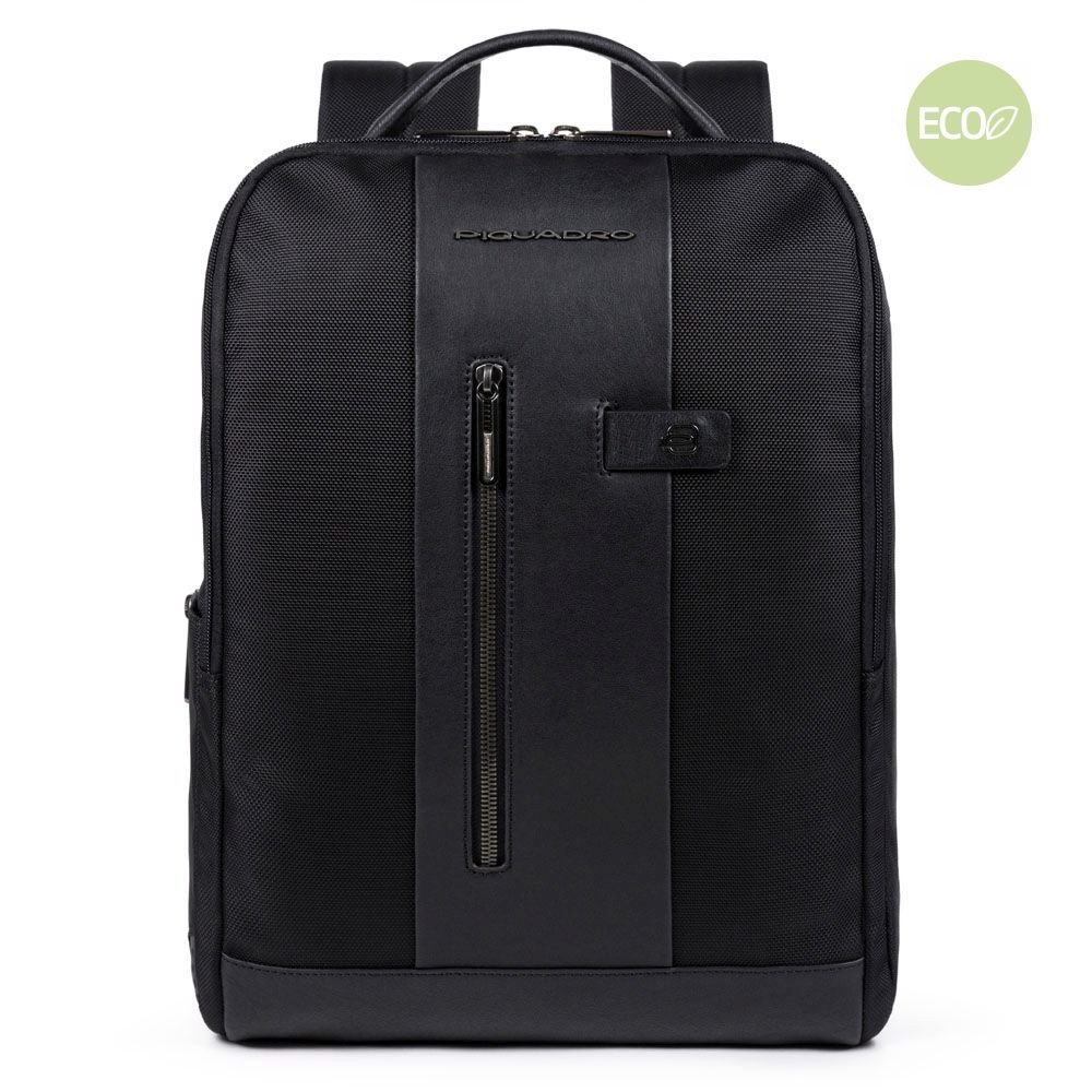 Piquadro Brief 2 Laptoprucksack 15,6  aus rezykliertem Stoff mit iPad Schwarz
