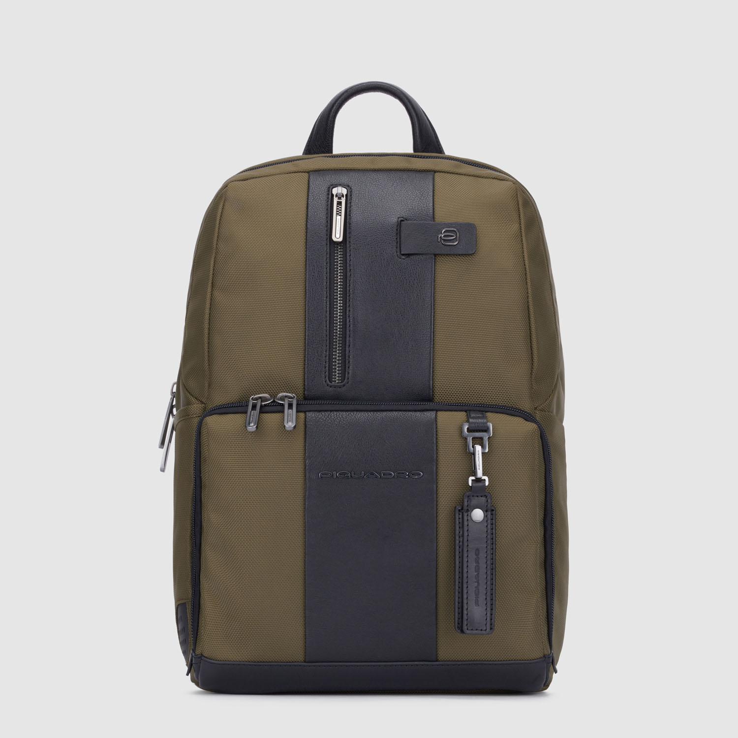 Piquadro Brief 2 Laptoprucksack aus rezykliertem Stoff für 14  Notebook Militärgrün