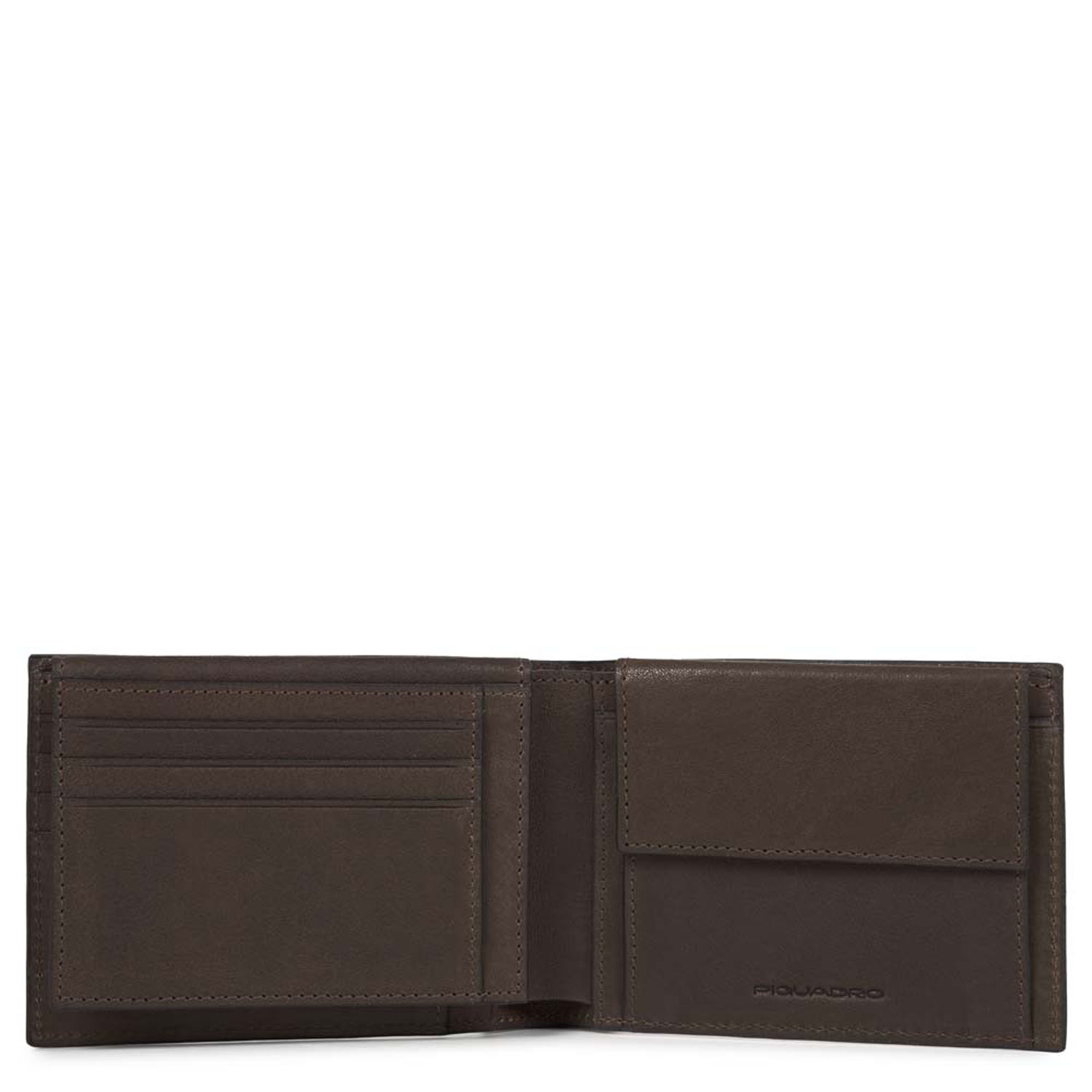 Piquadro Black Square Herrenbrieftasche mit Klapp-Ausweisfenster + RFID Dunkelbraun