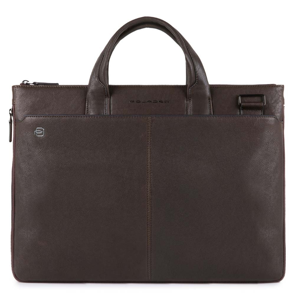Piquadro Black Square Schmale Laptoptasche 15.6  erweiterbar dunkelbraun