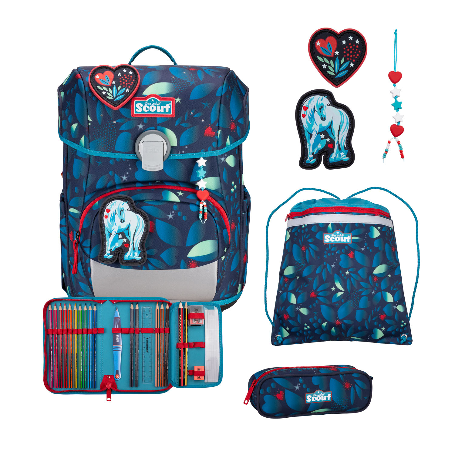 Scout Neo Exklusiv LED Schulranzen-Set 4-teilig White Unicorn