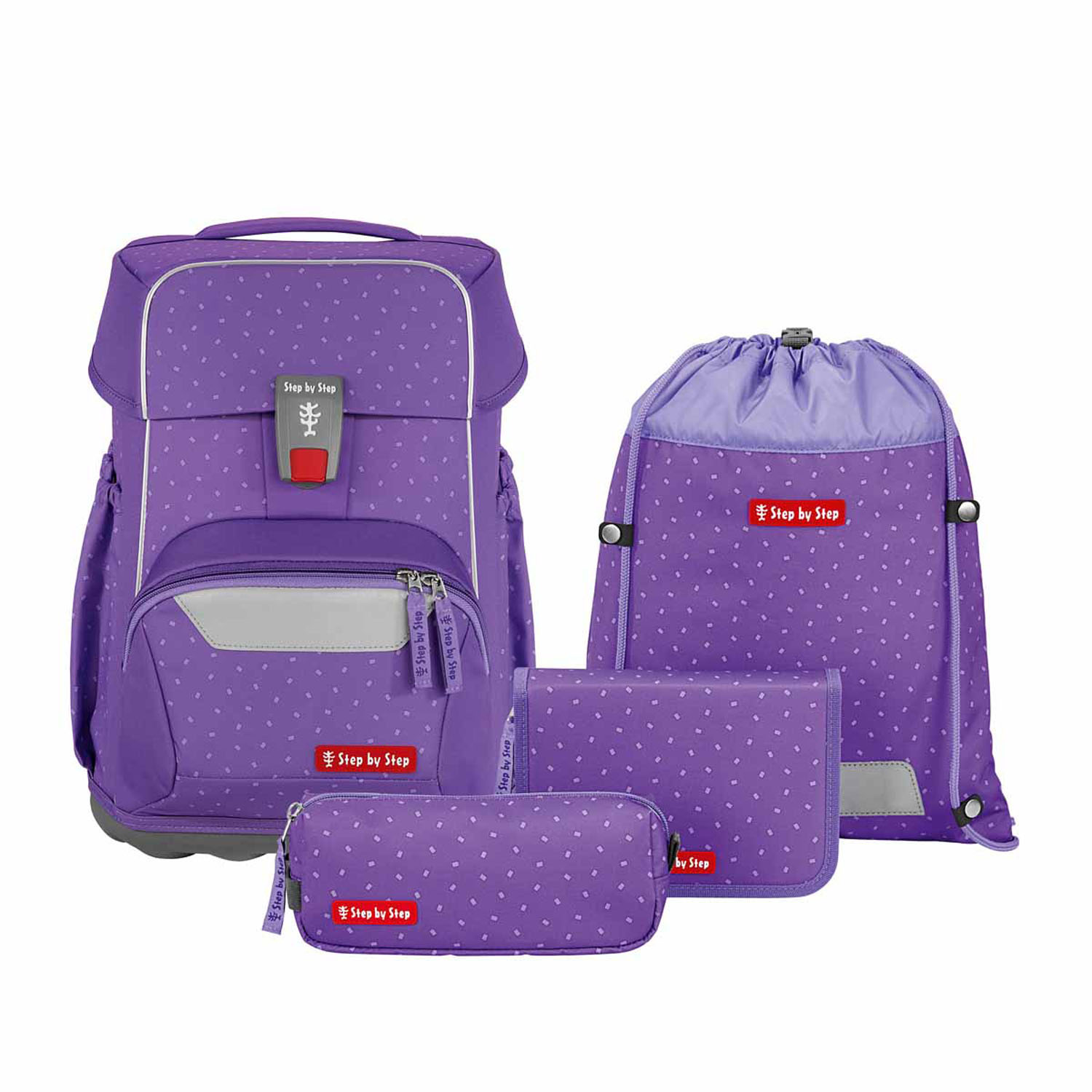 Thumbnail - Step by Step BASIS Schulranzen 4-teiliges Set Purple Konfetti