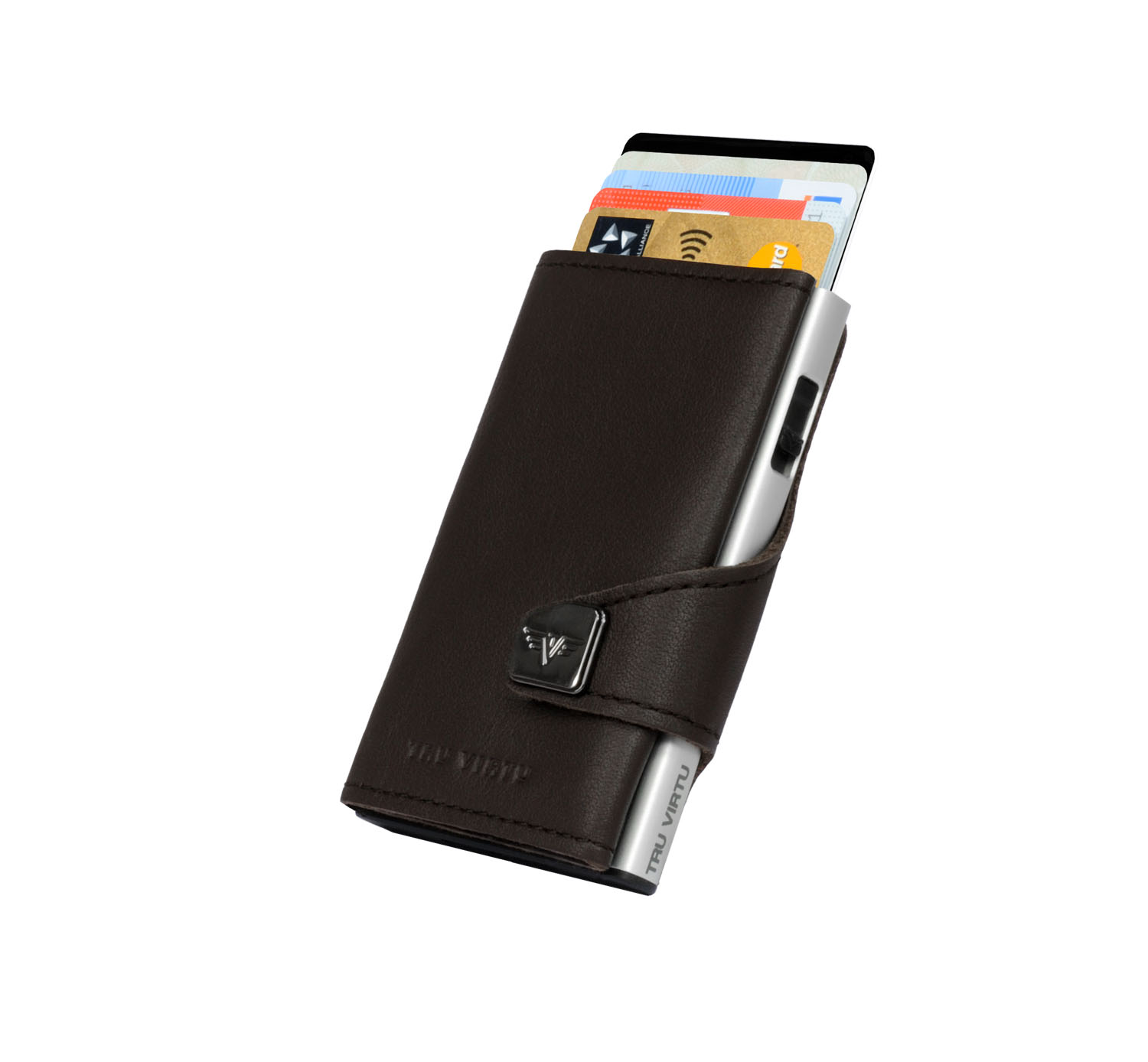Tru Virtu Click & Slide Wallet Nappa Brown/Silver